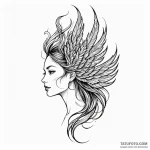 Phoenix beak piercing veil, ink illustration… — эскиз тату (№1750215030_0, 18.06.2025 02:50) — Tatufoto.com