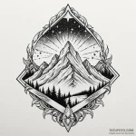 Mountain peak crowned with stars, concept art… — эскиз тату (№1750215606_0, 18.06.2025 03:00) — Tatufoto.com