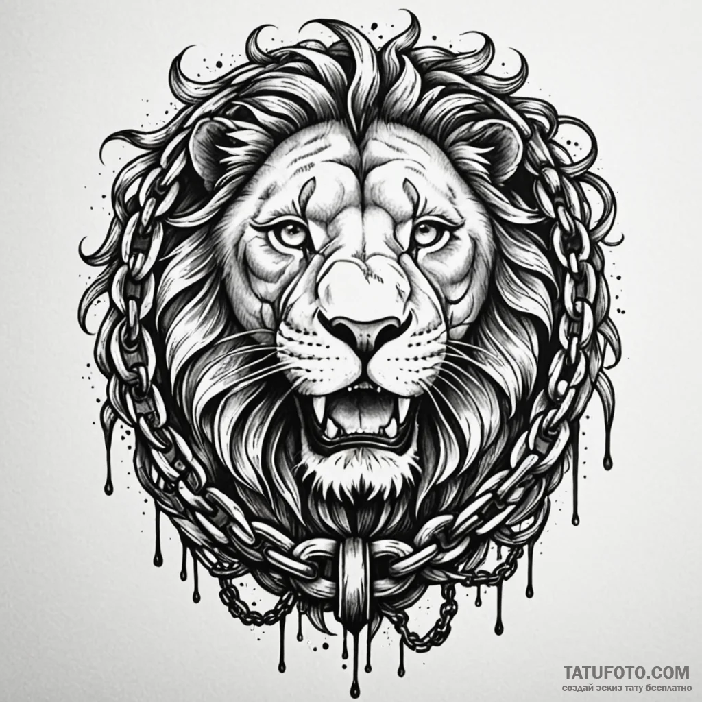 Lion claws bound in chains, tattoo flash shee... - эскиз тату (№1750215671_0, 18.06.2025 03:01) — Tatufoto.com
