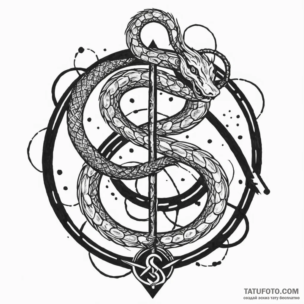 Serpent sigil glowing in darkness, artistic t... - эскиз тату (№1750216059_0, 18.06.2025 03:07) — Tatufoto.com