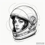 Astronaut’s helmet reflecting a monstrous eye… — эскиз тату (№1750216508_0, 18.06.2025 03:15) — Tatufoto.com