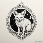 Fennec fox curled around a glowing moonstone,… — эскиз тату (№1750216639_0, 18.06.2025 03:17) — Tatufoto.com