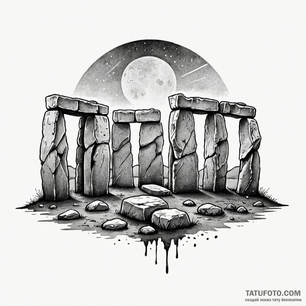 Standing stones (like stonehenge), ancient an... - эскиз тату (№1750216704_0, 18.06.2025 03:18) — Tatufoto.com