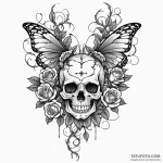 Ashen butterfly caught in thorned vines, tatt… — эскиз тату (№1750216962_0, 18.06.2025 03:22) — Tatufoto.com