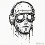Welder’s mask, visor lifted to show a face wi… — эскиз тату (№1750217414_0, 18.06.2025 03:30) — Tatufoto.com