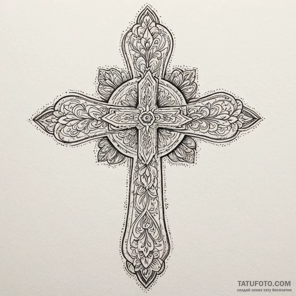Orthodox cross, tattoo drawing outline, minim... - эскиз тату (№1750217478_0, 18.06.2025 03:31) — Tatufoto.com