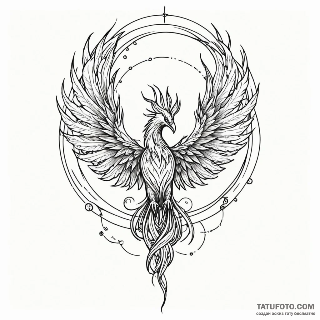 Astral phoenix flying through rift, tattoo sk... - эскиз тату (№1750217543_0, 18.06.2025 03:32) — Tatufoto.com