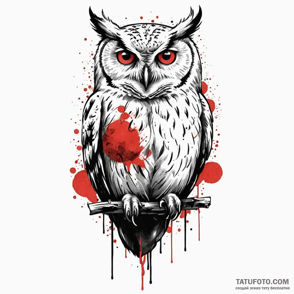 Owl, concept art for tattoo, trash polka tatt... - эскиз тату (№1750217671_0, 18.06.2025 03:34) — Tatufoto.com