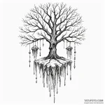 Ice chimes hanging from bone tree, ink illust… — эскиз тату (№1750218315_0, 18.06.2025 03:45) — Tatufoto.com