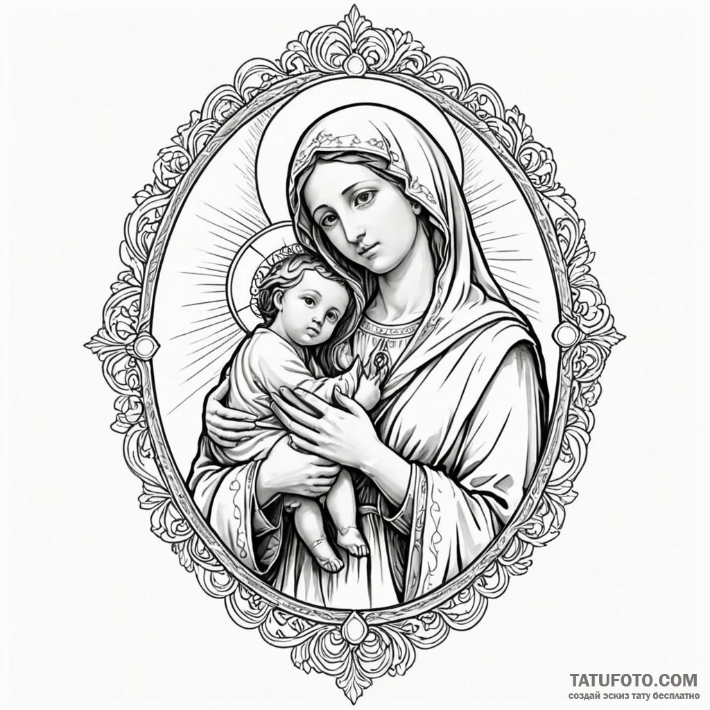Mother of god - эскиз тату (№1750218446_0, 18.06.2025 03:47) — Tatufoto.com