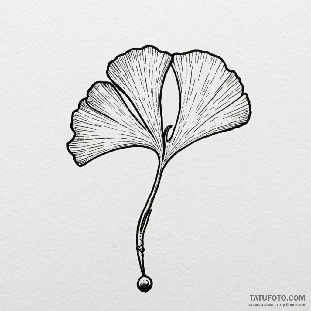 Ginkgo biloba leaf, symbolizing longevity and... - эскиз тату (№1750218641_0, 18.06.2025 03:50) — Tatufoto.com