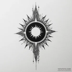 Eclipse blade shattering light, tattoo line a... - эскиз тату (№1750219283_0, 18.06.2025 04:01) — Tatufoto.com