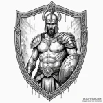 King leonidas at the hot gates, shield held h… — эскиз тату (№1750219477_0, 18.06.2025 04:04) — Tatufoto.com