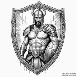 King leonidas at the hot gates, shield held h... - эскиз тату (№1750219477_0, 18.06.2025 04:04) — Tatufoto.com