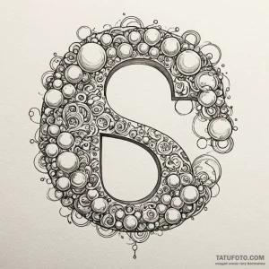 A whimsical bubble letter font, playful,, ink... - эскиз тату (№1750220443_0, 18.06.2025 04:20) — Tatufoto.com