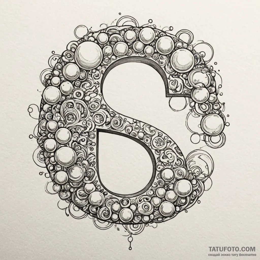 A whimsical bubble letter font, playful,, ink... - эскиз тату (№1750220443_0, 18.06.2025 04:20) — Tatufoto.com