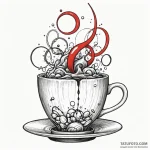 A whimsical bubble in a coffee cup, steaming,… — эскиз тату (№1750220572_0, 18.06.2025 04:22) — Tatufoto.com
