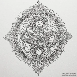 Spectral serpent weaving through stars, tatto... - эскиз тату (№1750221278_0, 18.06.2025 04:34) — Tatufoto.com