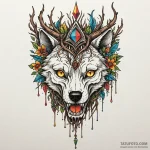 Wolf skull crowned with roots, tattoo sketch… — эскиз тату (№1750221342_0, 18.06.2025 04:35) — Tatufoto.com