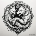 Serpent strangling a wolf, a battle of cunnin… — эскиз тату (№1750221407_0, 18.06.2025 04:36) — Tatufoto.com