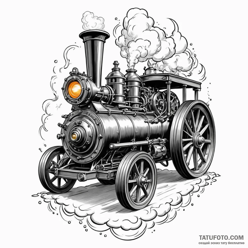 Traction engine, old and steam-powered, but w... - эскиз тату (№1750222305_0, 18.06.2025 04:51) — Tatufoto.com