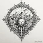 Atlas shrugging, letting a crumbling, cracked… — эскиз тату (№1750223419_0, 18.06.2025 05:10) — Tatufoto.com