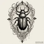 Onyx beetle crawling across scroll, tattoo sk… — эскиз тату (№1750223676_0, 18.06.2025 05:14) — Tatufoto.com