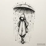 Karakasa-obake (umbrella ghost) in the rain,… — эскиз тату (№1750223805_0, 18.06.2025 05:16) — Tatufoto.com