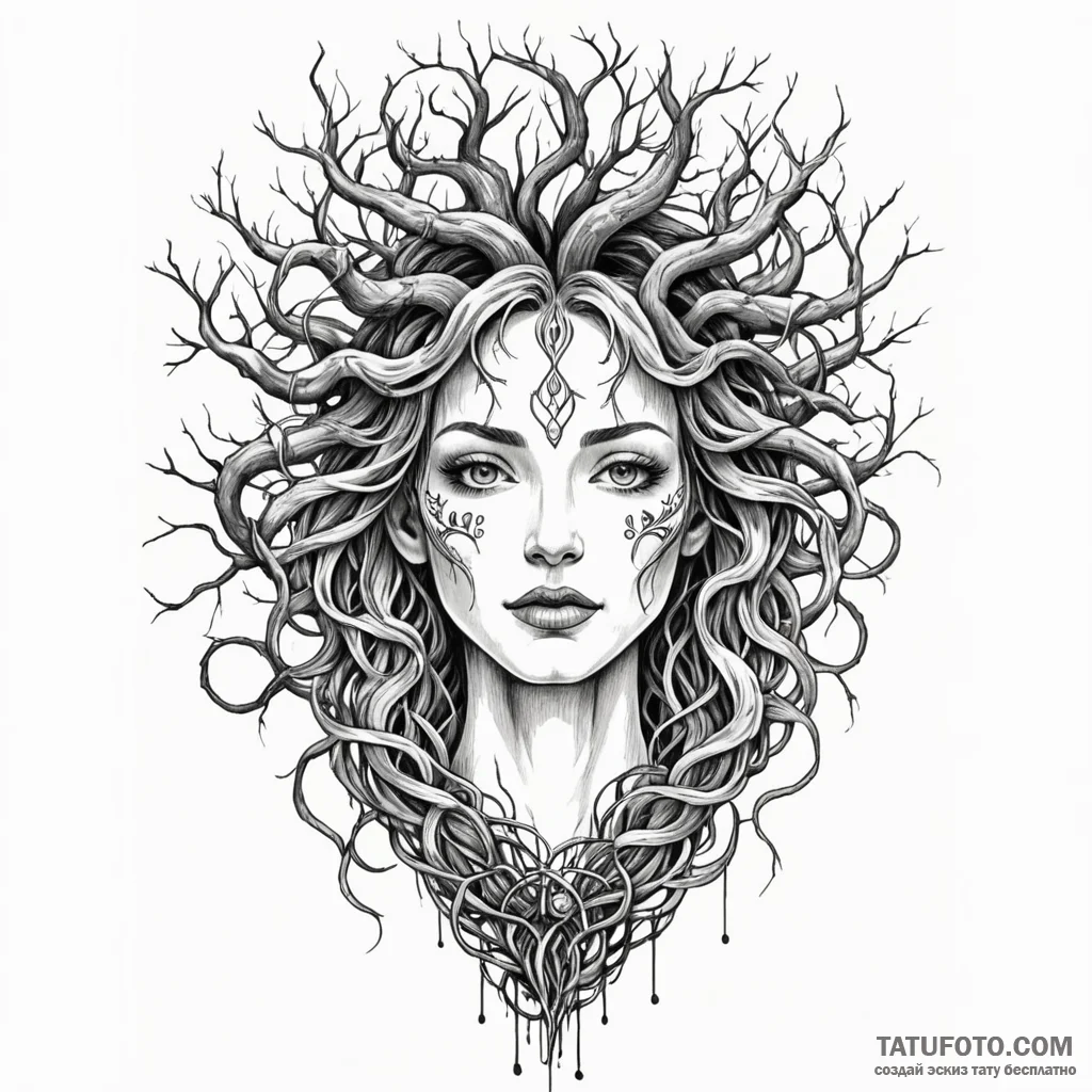 Keystone wrapped in roots, ink illustration f... - эскиз тату (№1750223932_0, 18.06.2025 05:18) — Tatufoto.com
