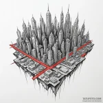 An aerial view of a sprawling futuristic city… — эскиз тату (№1750224634_0, 18.06.2025 05:30) — Tatufoto.com
