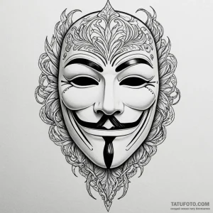 V for vendetta mask, tattoo drawing outline,... - эскиз тату (№1750225146_0, 18.06.2025 05:39) — Tatufoto.com