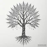 Sunburst behind skeletal tree, ink illustrati… — эскиз тату (№1750225726_0, 18.06.2025 05:48) — Tatufoto.com