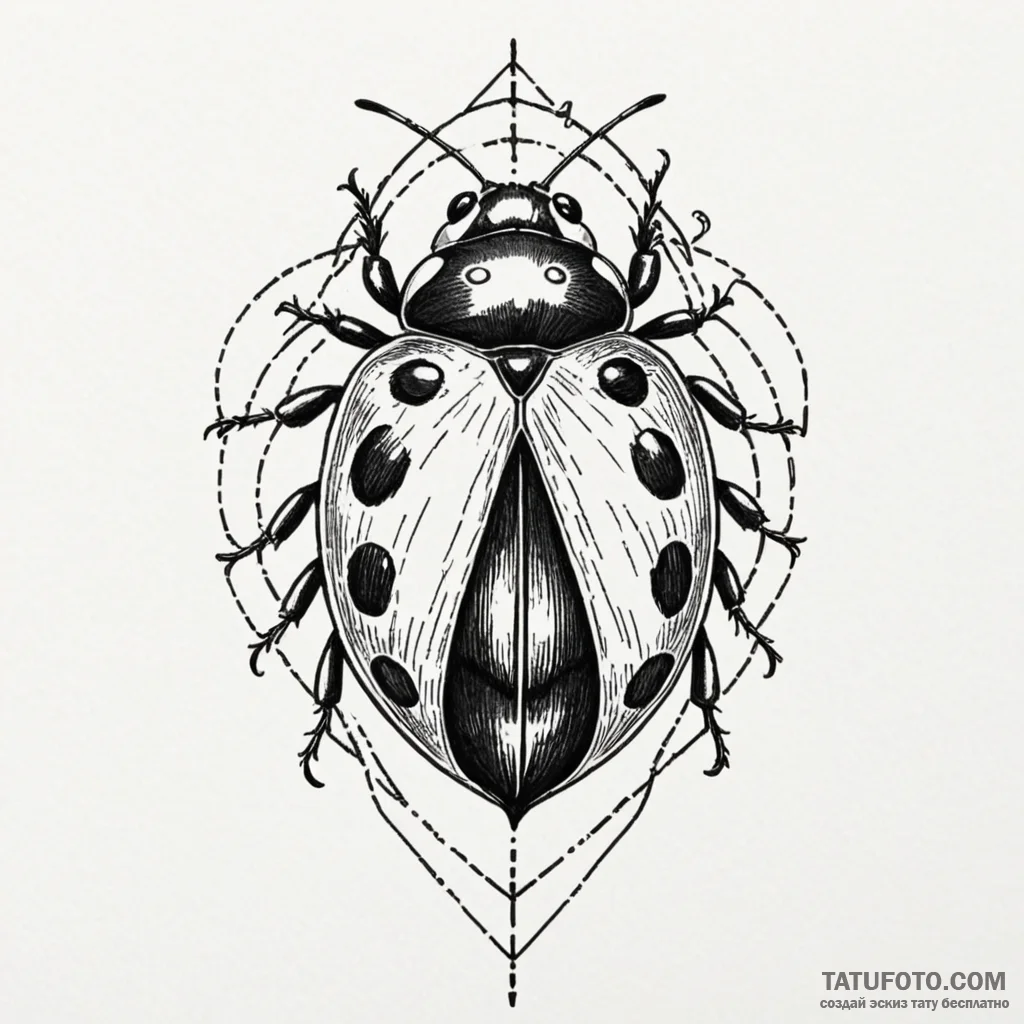 Ladybug, tattoo drawing outline, clear image,... - эскиз тату (№1750225790_0, 18.06.2025 05:49) — Tatufoto.com