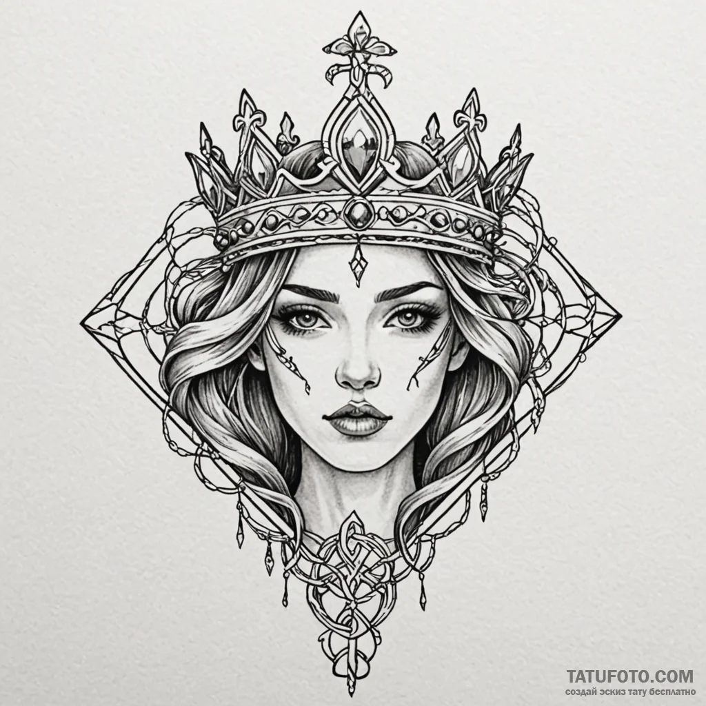 Knotwork crown beneath shattered sky, tattoo... - эскиз тату (№1750225854_0, 18.06.2025 05:50) — Tatufoto.com