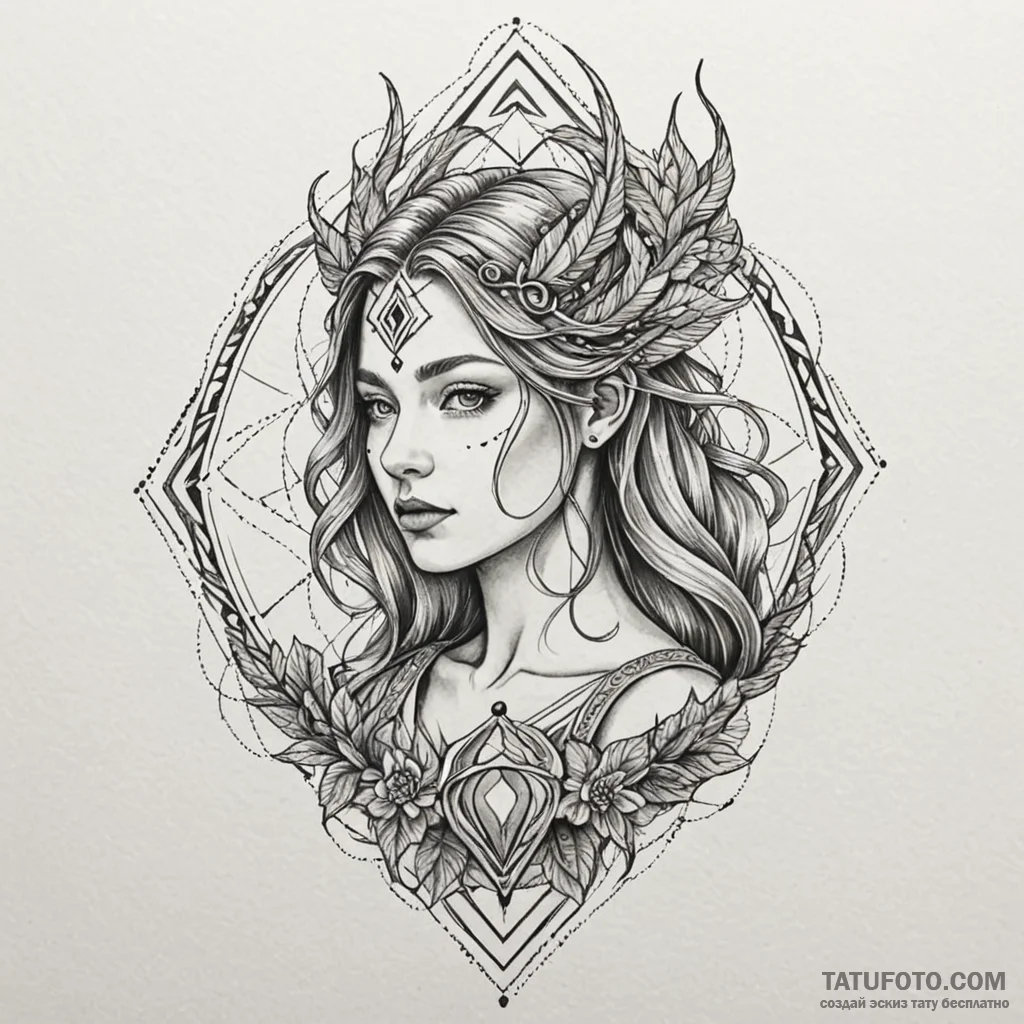 Norn (norse fate) cutting a single, golden th... - эскиз тату (№1750226438_0, 18.06.2025 06:00) — Tatufoto.com