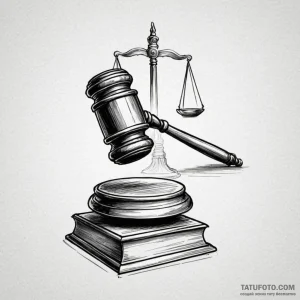 Gavel and sounding block, symbolizing judgmen... - эскиз тату (№1750226765_0, 18.06.2025 06:06) — Tatufoto.com