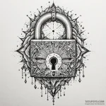 Lock shattered with spectral key, ink illustr… — эскиз тату (№1750227297_0, 18.06.2025 06:14) — Tatufoto.com