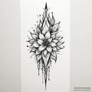 Ice spear through spectral bloom, tattoo sket... - эскиз тату (№1750227541_0, 18.06.2025 06:19) — Tatufoto.com