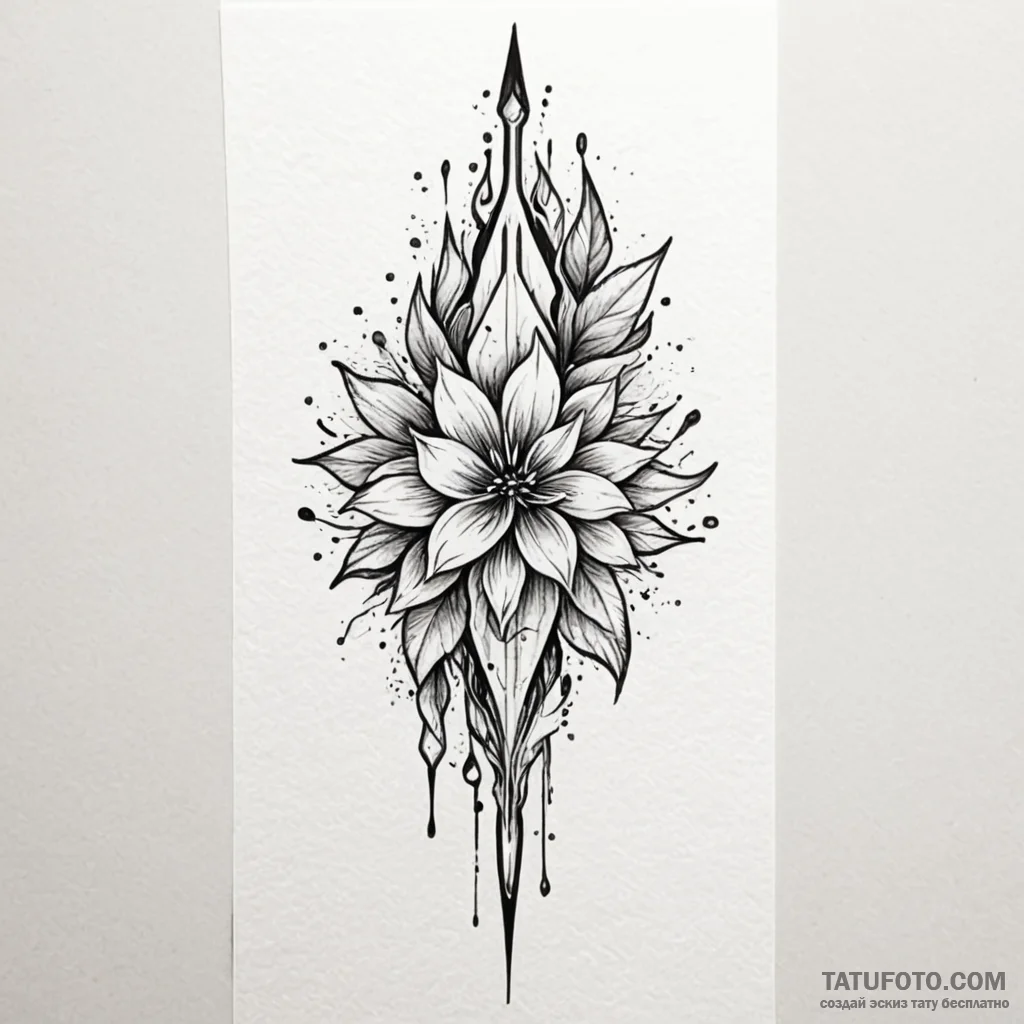 Ice spear through spectral bloom, tattoo sket... - эскиз тату (№1750227541_0, 18.06.2025 06:19) — Tatufoto.com