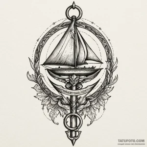 Key pierced by obsidian blade, tattoo line ar... - эскиз тату (№1750227607_0, 18.06.2025 06:20) — Tatufoto.com
