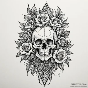 Nymph dagger beneath spectral bloom, artistic... - эскиз тату (№1750227800_0, 18.06.2025 06:23) — Tatufoto.com