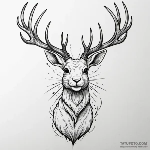 Jackalope with antlers of lightning, artistic... - эскиз тату (№1750228188_0, 18.06.2025 06:29) — Tatufoto.com