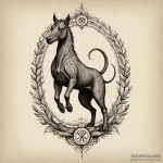 Kelpie hooves trampling runes, tattoo sketch… — эскиз тату (№1750228642_0, 18.06.2025 06:37) — Tatufoto.com