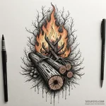A powerful burning log, warmth,, concept art… — эскиз тату (№1750229160_0, 18.06.2025 06:46) — Tatufoto.com