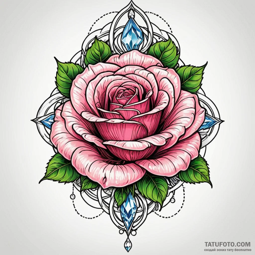 Ancient rose with crystal veins, tattoo line... - эскиз тату (№1750230389_0, 18.06.2025 07:06) — Tatufoto.com