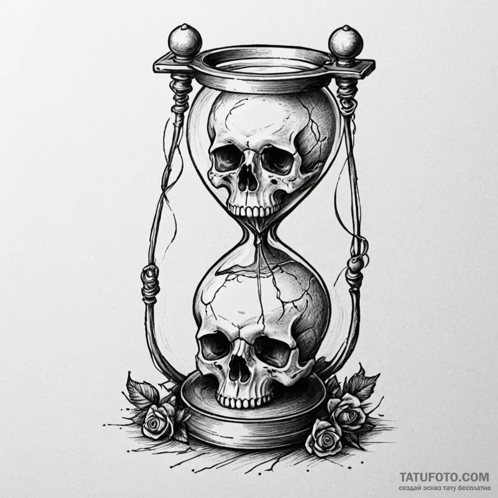 A memento mori still life (skull, hourglass,... - эскиз тату (№1750230909_0, 18.06.2025 07:15) — Tatufoto.com
