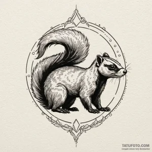 Skunk, tattoo drawing outline, linework tatto... - эскиз тату (№1750232798_0, 18.06.2025 07:46) — Tatufoto.com