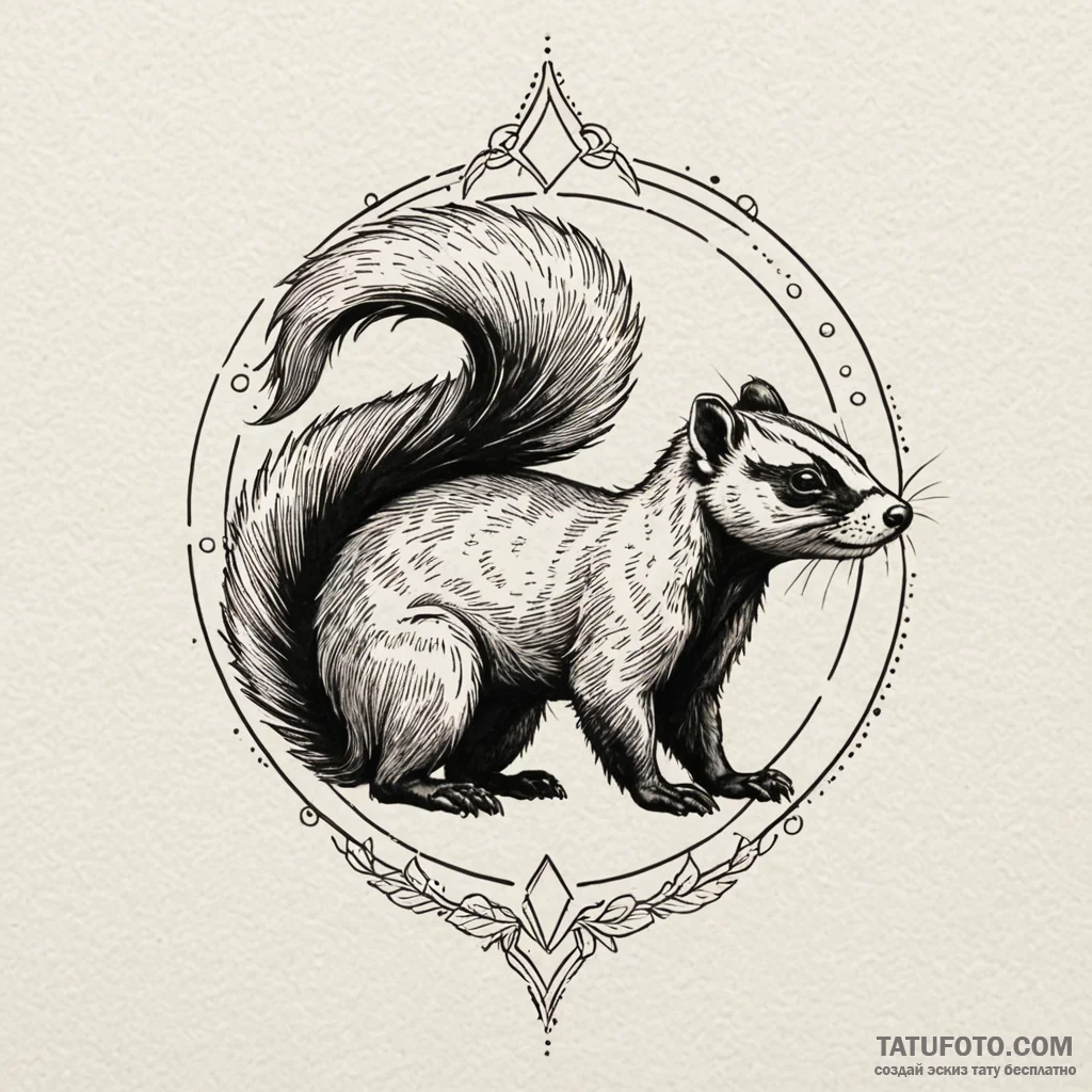 Skunk, tattoo drawing outline, linework tatto... - эскиз тату (№1750232798_0, 18.06.2025 07:46) — Tatufoto.com
