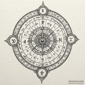Zodiac chart from the time of one's birth, ar... - эскиз тату (№1750232862_0, 18.06.2025 07:47) — Tatufoto.com