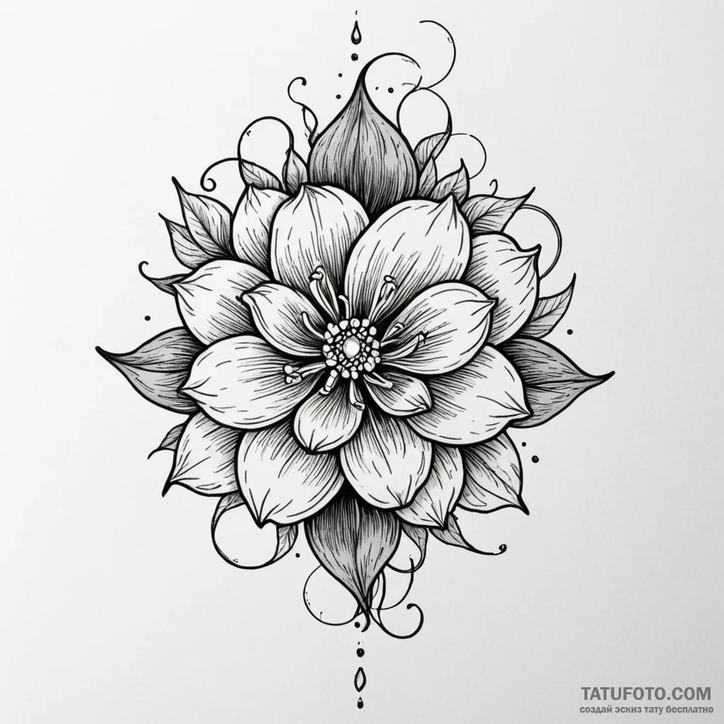 W, ink illustration for tattoo, on a clean wh... - эскиз тату (№1750234087_0, 18.06.2025 08:08) — Tatufoto.com